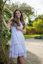 White with Navy Polka Dot